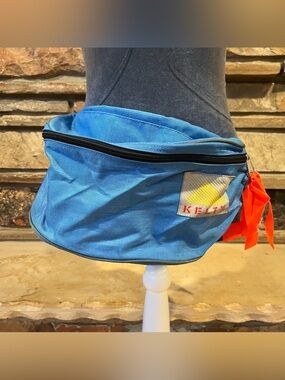 Kelty Blue Nylon Large Waist Pack with Orange Pull Tab Zippers